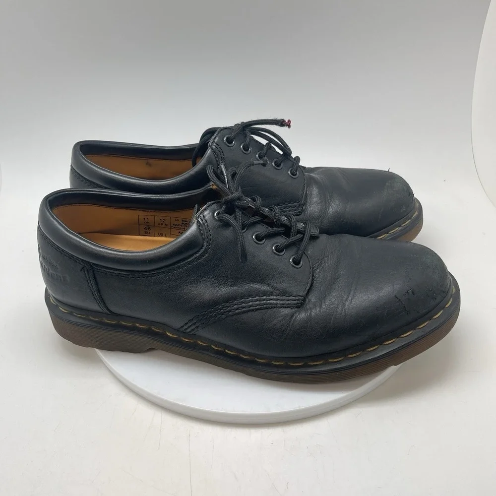 Dr Martens Shoes Mens 12 8053 Crazy Horse Black Leather Oxford Derby Gaucho